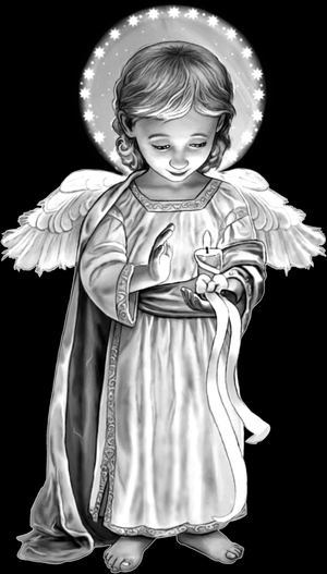Ангелочек со свечкой - картинки для гравировки